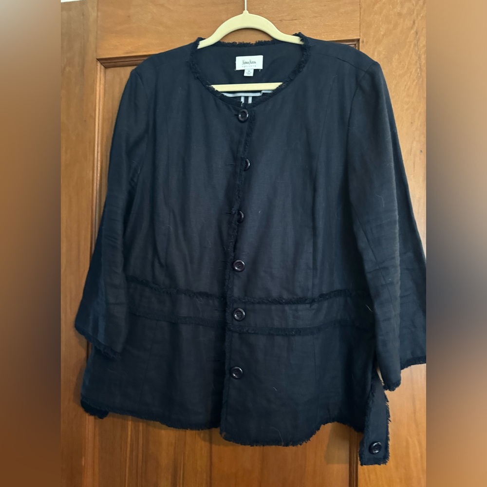 Neiman Marcus Navy Button-Up Blazer